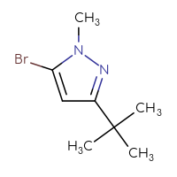 Chemical structure of 5-bromo-3-tert-butyl-1-methyl-1H-pyrazole - CSSB00010385390