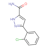 Chemical structure of 3-(2-chlorophenyl)-1H-pyrazole-5-carboxamide - CSSB00047612124