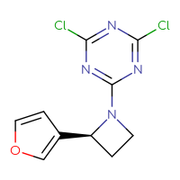 Chemical structure of 2,4-dichloro-6-[(2S)-2-(furan-3-yl)azetidin-1-yl]-1,3,5-triazine - CSSB20901551667