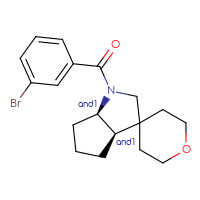 Chemical structure of rac-(3aR,6aR)-1-(3-bromobenzoyl)-hexahydro-1H-spiro[cyclopenta[b]pyrrole-3,4'-oxane] - CSSB21444810857