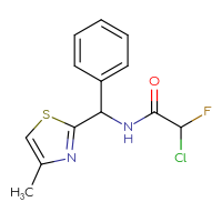 Chemical structure of 2-chloro-2-fluoro-N-[(4-methyl-1,3-thiazol-2-yl)(phenyl)methyl]acetamide - CSSB14790103327