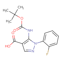Chemical structure of 5-{[(tert-butoxy)carbonyl]amino}-1-(2-fluorophenyl)-1H-pyrazole-4-carboxylic acid - CSSB00137315174