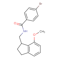 Chemical structure of 4-bromo-N-[(7-methoxy-2,3-dihydro-1H-inden-1-yl)methyl]benzamide - CSSB07483046126