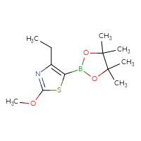 Chemical structure of 4-ethyl-2-methoxy-5-(4,4,5,5-tetramethyl-1,3,2-dioxaborolan-2-yl)-1,3-thiazole - CSSB00011160646