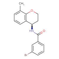 Chemical structure of 3-bromo-N-[(4R)-8-methyl-3,4-dihydro-2H-1-benzopyran-4-yl]benzamide - CSSB02074081208