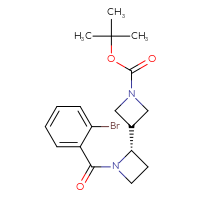 Chemical structure of tert-butyl (2S)-1-(2-bromobenzoyl)-[2,3'-biazetidine]-1'-carboxylate - CSSB20499134203