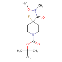 Chemical structure of tert-butyl 4-fluoro-4-[methoxy(methyl)carbamoyl]piperidine-1-carboxylate - CSSB00104221502