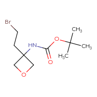 Chemical structure of tert-butyl N-[3-(2-bromoethyl)oxetan-3-yl]carbamate - CSSB14823902708