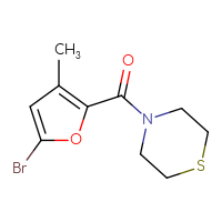 Chemical structure of 4-(5-bromo-3-methylfuran-2-carbonyl)thiomorpholine - CSSB00046988433