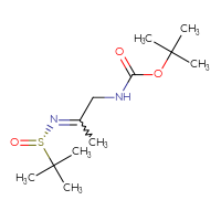 Chemical structure of tert-butyl N-(2-{[(S)-2-methylpropane-2-sulfinyl]imino}propyl)carbamate - CSSB21332857829