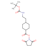 Chemical structure of 2,5-dioxopyrrolidin-1-yl 4-(2-{[(tert-butoxy)carbonyl]amino}ethyl)cyclohexane-1-carboxylate - CSSB20269946575