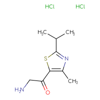 Chemical structure of 2-amino-1-[4-methyl-2-(propan-2-yl)-1,3-thiazol-5-yl]ethan-1-one dihydrochloride - CSSB00025782310