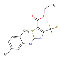 Chemical structure of ethyl 2-[(2,5-dimethylphenyl)amino]-4-(trifluoromethyl)-1,3-thiazole-5-carboxylate - CSSB00015198640