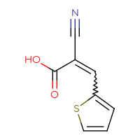 Chemical structure of 2-cyano-3-(thiophen-2-yl)prop-2-enoic acid - CSSB00000162675