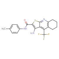 Chemical structure of 3-amino-N-(4-methylphenyl)-4-(trifluoromethyl)-5H,6H,7H,8H-thieno[2,3-b]quinoline-2-carboxamide - CSSB00121661979