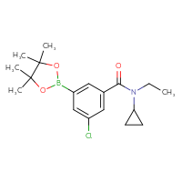 Chemical structure of 3-chloro-N-cyclopropyl-N-ethyl-5-(4,4,5,5-tetramethyl-1,3,2-dioxaborolan-2-yl)benzamide - CSSB02526764840