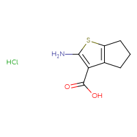 Chemical structure of 2-amino-4H,5H,6H-cyclopenta[b]thiophene-3-carboxylic acid hydrochloride - CSSB00132309331