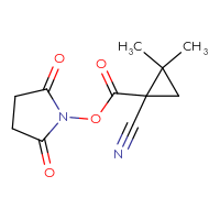 Chemical structure of 2,5-dioxopyrrolidin-1-yl 1-cyano-2,2-dimethylcyclopropane-1-carboxylate - CSSB20270535046