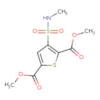Chemical structure of 2,5-dimethyl 3-(methylsulfamoyl)thiophene-2,5-dicarboxylate - CSSB02007365527