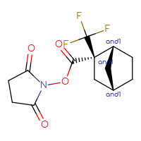 Chemical structure of rac-2,5-dioxopyrrolidin-1-yl (1R,2R,4S)-2-(trifluoromethyl)bicyclo[2.2.1]heptane-2-carboxylate - CSSB20270230541