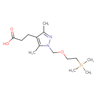 Chemical structure of 3-(3,5-dimethyl-1-{[2-(trimethylsilyl)ethoxy]methyl}-1H-pyrazol-4-yl)propanoic acid - CSSB00015204643