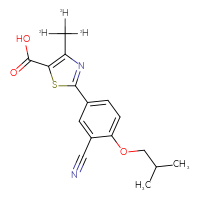 Chemical structure of 2-[3-cyano-4-(2-methylpropoxy)phenyl]-4-(²H₃)methyl-1,3-thiazole-5-carboxylic acid - CSSB14863683032