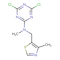 Chemical structure of 4,6-dichloro-N-methyl-N-[(4-methyl-1,3-thiazol-5-yl)methyl]-1,3,5-triazin-2-amine - CSSB00005793953