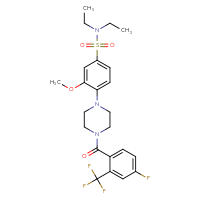 Chemical structure of N,N-diethyl-4-{4-[4-fluoro-2-(trifluoromethyl)benzoyl]piperazin-1-yl}-3-methoxybenzene-1-sulfonamide - CSSB06645079431