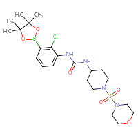 Chemical structure of 3-[2-chloro-3-(4,4,5,5-tetramethyl-1,3,2-dioxaborolan-2-yl)phenyl]-1-[1-(morpholine-4-sulfonyl)piperidin-4-yl]urea - CSSB21332162730