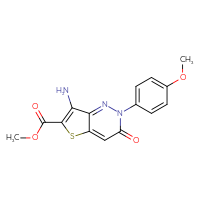 Chemical structure of methyl 7-amino-2-(4-methoxyphenyl)-3-oxo-2H,3H-thieno[3,2-c]pyridazine-6-carboxylate - CSSB00025737232