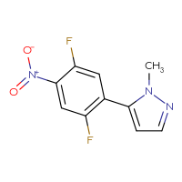 Chemical structure of 5-(2,5-difluoro-4-nitrophenyl)-1-methyl-1H-pyrazole - CSSB09681890575