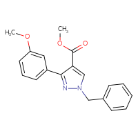 Chemical structure of methyl 1-benzyl-3-(3-methoxyphenyl)-1H-pyrazole-4-carboxylate - CSSB00237527046