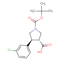 Chemical structure of (3R,4S)-1-[(tert-butoxy)carbonyl]-4-(3-chlorophenyl)pyrrolidine-3-carboxylic acid - CSSB00016992578