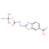 Chemical structure of 2-({[(tert-butoxy)carbonyl]amino}methyl)-1,3-benzothiazole-6-carboxylic acid - CSSB03552357801