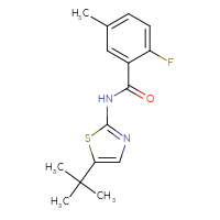 Chemical structure of N-(5-tert-butyl-1,3-thiazol-2-yl)-2-fluoro-5-methylbenzamide - CSSB02035463452