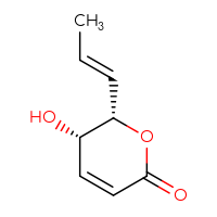 Chemical structure of (5S,6S)-5-hydroxy-6-[(1E)-prop-1-en-1-yl]-5,6-dihydro-2H-pyran-2-one - CSSB00016284696
