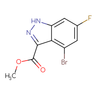 Chemical structure of methyl 4-bromo-6-fluoro-1H-indazole-3-carboxylate - CSSB00021415901
