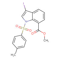 Chemical structure of methyl 3-iodo-1-(4-methylbenzenesulfonyl)-1H-indole-7-carboxylate - CSSB21332170765