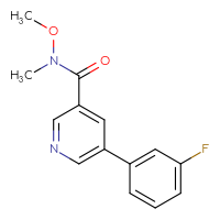 Chemical structure of 5-(3-fluorophenyl)-N-methoxy-N-methylpyridine-3-carboxamide - CSSB04074941578