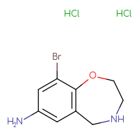 Chemical structure of 9-bromo-2,3,4,5-tetrahydro-1,4-benzoxazepin-7-amine dihydrochloride - CSSB20963518583