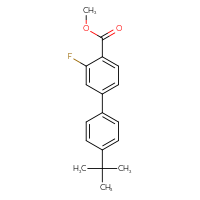 Chemical structure of methyl 4'-tert-butyl-3-fluoro-[1,1'-biphenyl]-4-carboxylate - CSSB00138415179