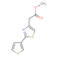 Chemical structure of methyl 2-[2-(thiophen-3-yl)-1,3-thiazol-4-yl]acetate - CSSB00000205826