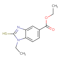 Chemical structure of ethyl 1-ethyl-2-sulfanyl-1H-1,3-benzodiazole-5-carboxylate - CSSB00000681253