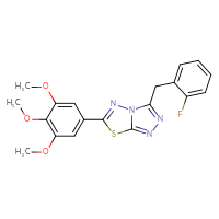 Chemical structure of 3-[(2-fluorophenyl)methyl]-6-(3,4,5-trimethoxyphenyl)-[1,2,4]triazolo[3,4-b][1,3,4]thiadiazole - CSSB00121624069