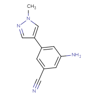 Chemical structure of 3-amino-5-(1-methyl-1H-pyrazol-4-yl)benzonitrile - CSSB02135952608