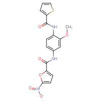Chemical structure of N-[3-methoxy-4-(thiophene-2-amido)phenyl]-5-nitrofuran-2-carboxamide - CSSB00121592519