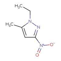 Chemical structure of 1-ethyl-5-methyl-3-nitro-1H-pyrazole - CSSB00000081718
