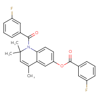 Chemical structure of 1-(3-fluorobenzoyl)-2,2,4-trimethyl-1,2-dihydroquinolin-6-yl 3-fluorobenzoate - CSSB00132505358