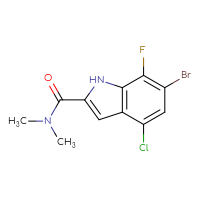 Chemical structure of 6-bromo-4-chloro-7-fluoro-N,N-dimethyl-1H-indole-2-carboxamide - CSSB21121929271