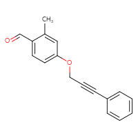 Chemical structure of 2-methyl-4-[(3-phenylprop-2-yn-1-yl)oxy]benzaldehyde - CSSB02533620911
